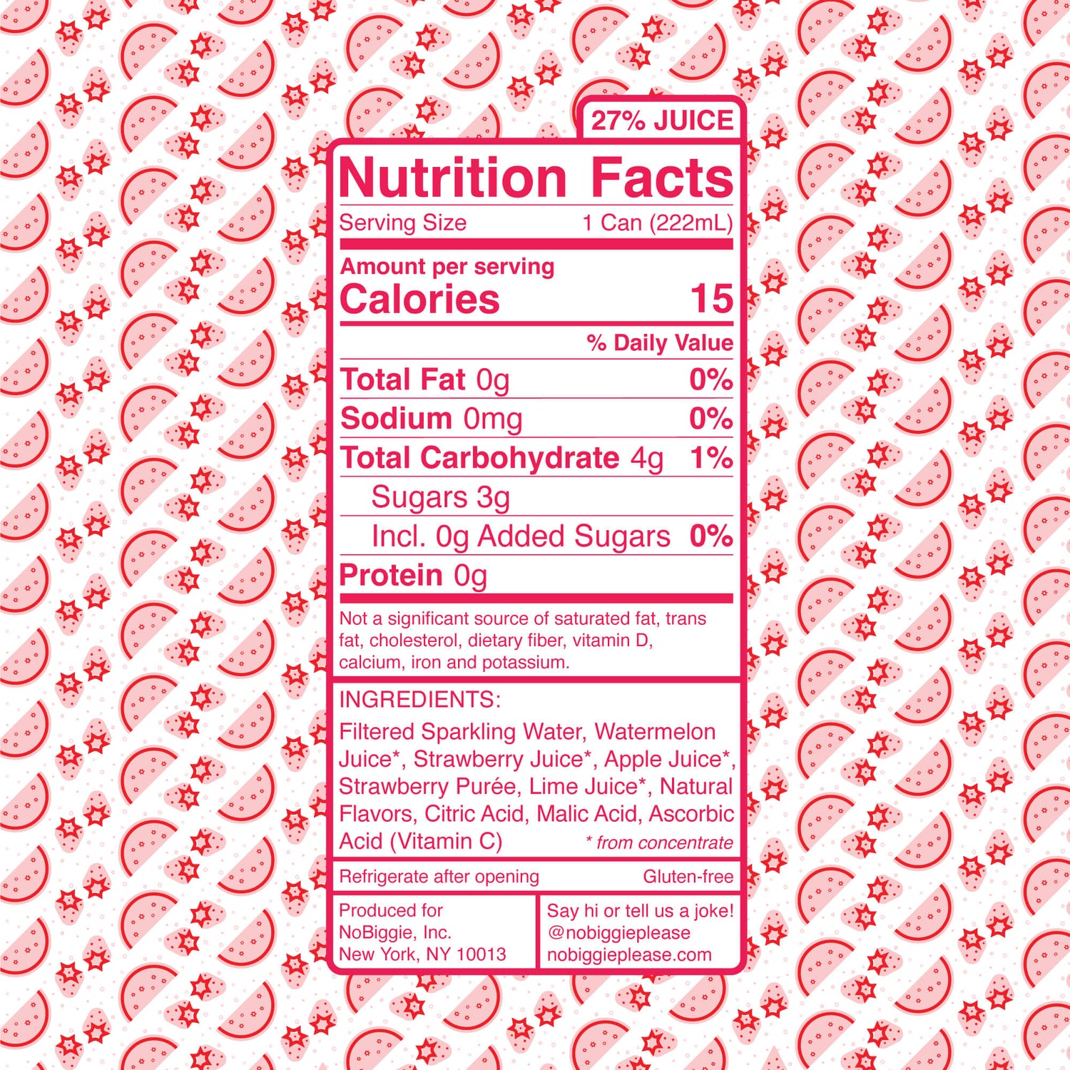 Nutrition facts label with watermelon pattern