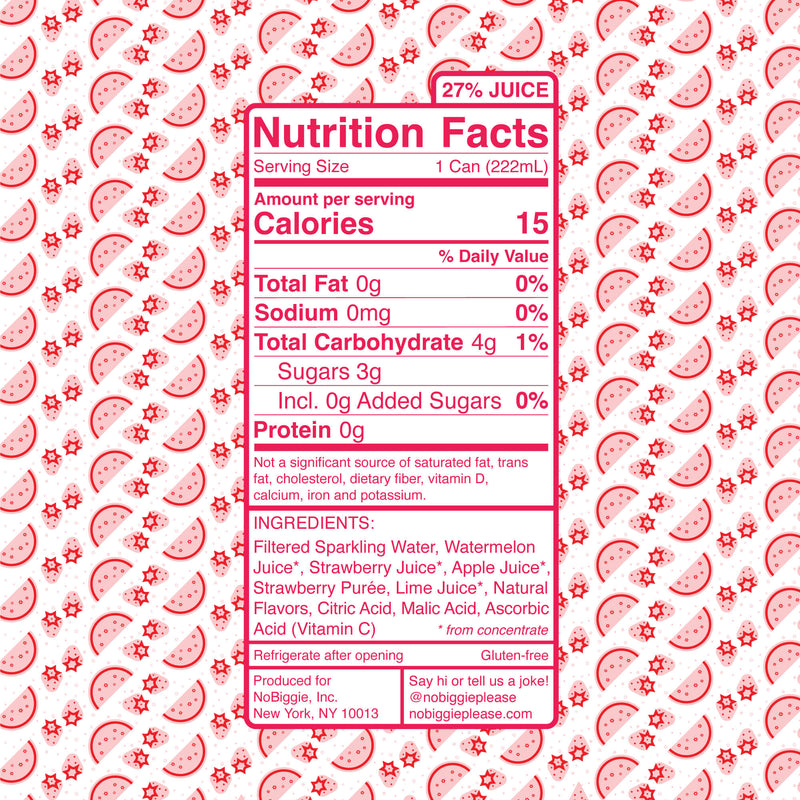 Nutrition facts label with watermelon pattern