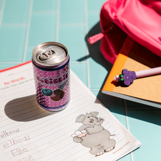 Cherry berry flavored NoBiggie kids sparkling drink. 